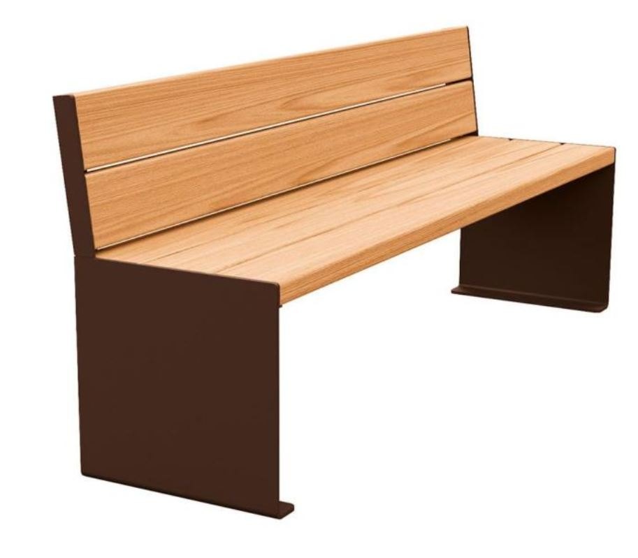 Banc KUB avec assise et dossier en lames.