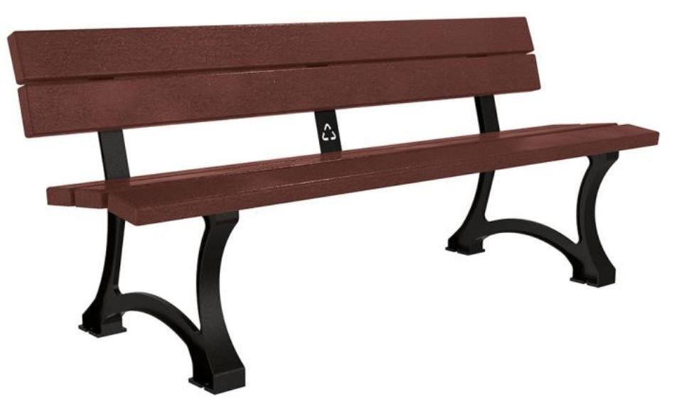 Banc Mora avec piétements courbes et dossier.