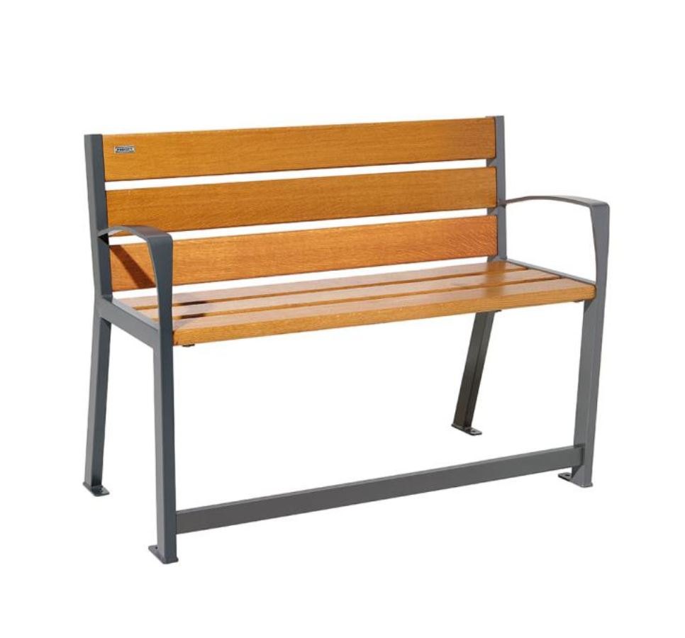 Banc Silaos avec accoudoirs et dossier.