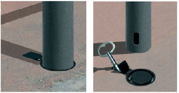 Système d’amovibilité avec verrouillage pour potelet ou barrière.